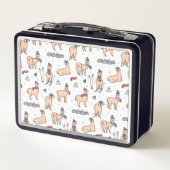 Lamas in Hut-u. Schal-Ski fahrendem Muster Metall Brotdose (Rückseite)