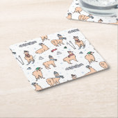 Lamas in Hut-u. Schal-Ski fahrendem Muster Rechteckiger Pappuntersetzer (angewinkelt)