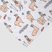 Lamas in Hut-u. Schal-Ski fahrendem Muster Seidenpapier (Ausschnitt)