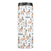 Lamas in Hut-u. Schal-Ski fahrendem Muster Thermosbecher (Rückseite)