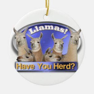 LAMAS - LASSEN SIE IN HERDEN LEBEN? WORTSPIEL KERAMIKORNAMENT