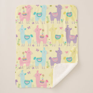 Lamas Rosa Gelb Lila Niedlich Süß Sherpa Sherpadecke