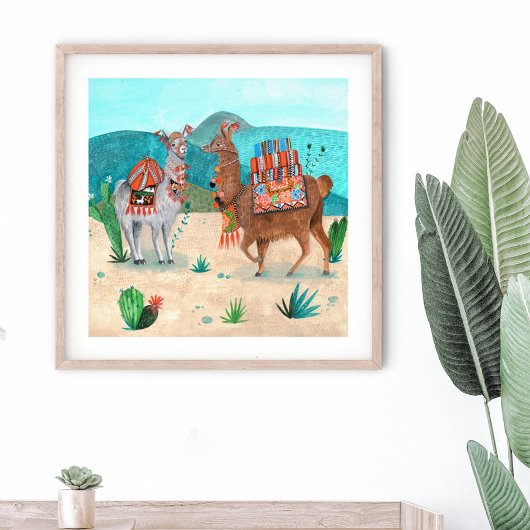 Lamas Tiere Landschaft Poster