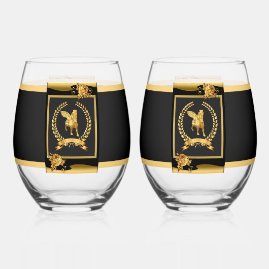 Lamassu Gold Trinkbehälter Set Weinglas Ohne Stiel (Rückseite)