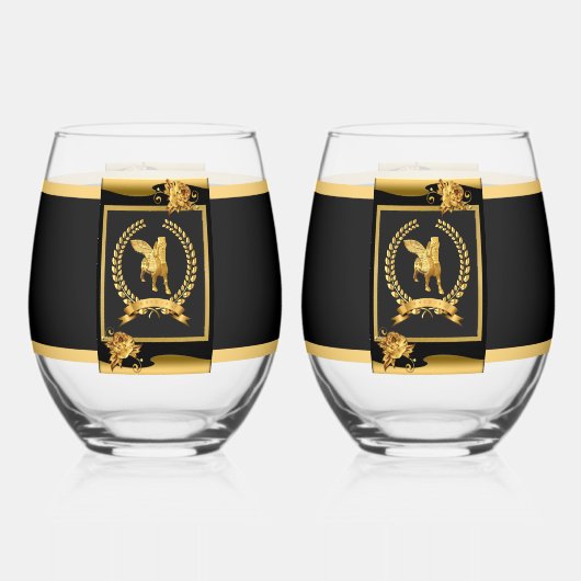 Lamassu Gold Trinkbehälter Set Weinglas Ohne Stiel (Vorderseite)