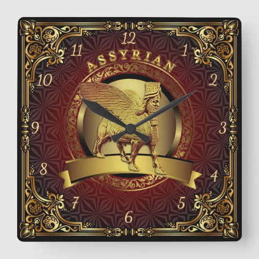 Lamassu Gold Wall Clock Quadratische Wanduhr (Vorderseite)