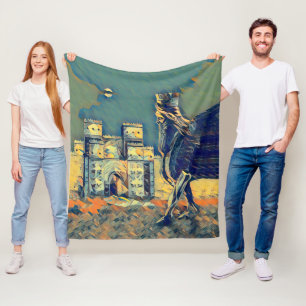 Lamassu Ishtar Gate Artwork Fleece Blanket, klein