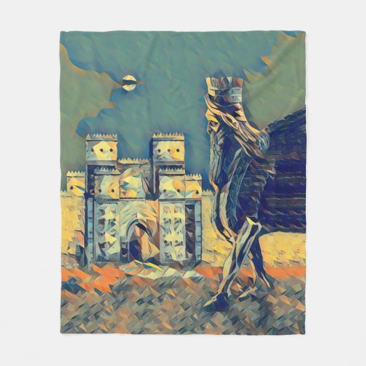 Lamassu Ishtar Gate Artwork Fleece Blanket, klein (Vorderseite)