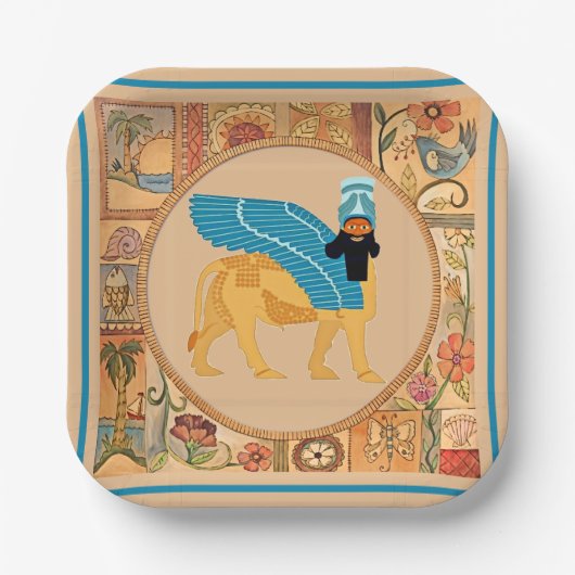 Lamassu-Papierplatte lächelnd Pappteller (Vorderseite)