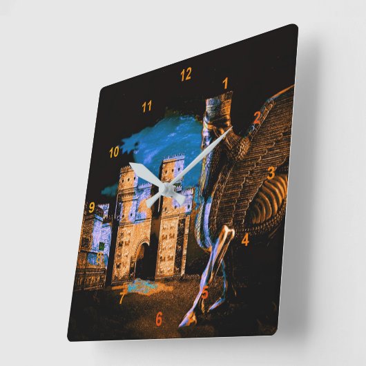 Lamassu und Ishtar Gate Quadratische Wanduhr (Winkel)