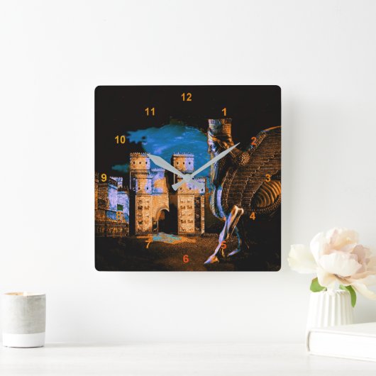Lamassu und Ishtar Gate Quadratische Wanduhr (Zuhause)