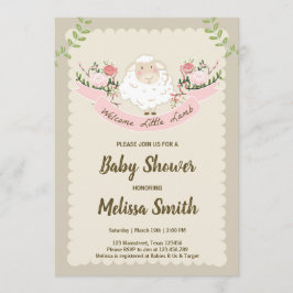 Lamb Baby Dusche Einladung Girl Pink Frühjahr