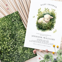 Lamb Baby Duwer Gender neutrale Einladungen