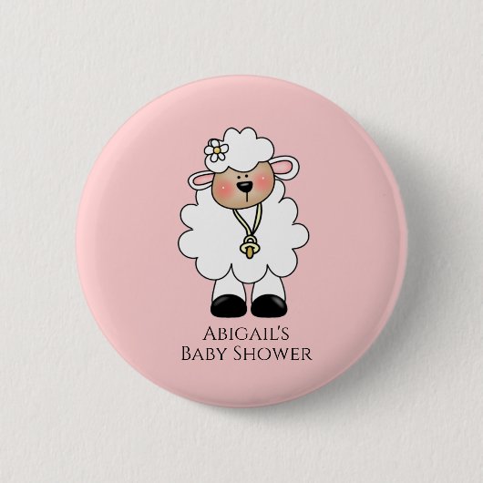 Lamb Baby Shower Favor Button (Vorderseite)