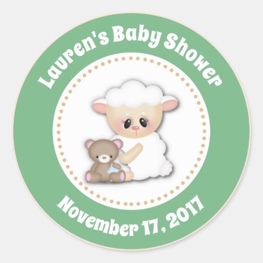 Lamb Baby Shower Gefallen Stickers Neutral (Vorderseite)