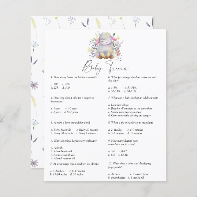 Lamb - Baby Trivia | Baby Showspiel (Vorne/Hinten)