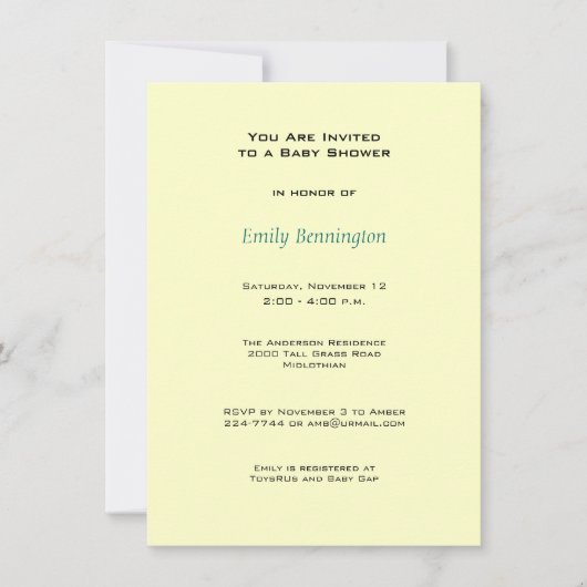 Lamb-Babydusche Einladung (Vorderseite)