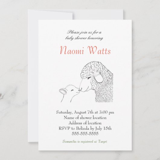 Lamb Babydusche Einladung Christliche Babydusche (Vorderseite)