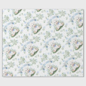 Lamb Blue Floral Baby Dusche Geschenkpapier (Flach)
