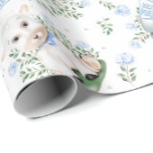 Lamb Blue Floral Baby Dusche Geschenkpapier (Rolleneckpunkt)