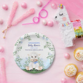 Lamb Blue Floral Baby Dusche Pappteller (Party)