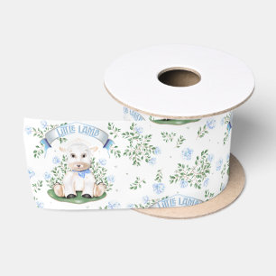 Lamb Blue Floral Baby Dusche Satinband
