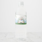 Lamb Blue Floral Baby Dusche Wasserflaschenetikett (Vorderseite)