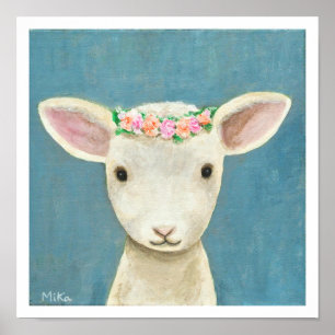 Lamb-Blume Kinderzimmer Art Print Sheep Kinderzimm Poster