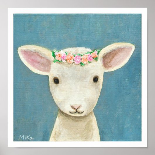 Lamb-Blume Kinderzimmer Art Print Sheep Kinderzimm Poster (Vorne)