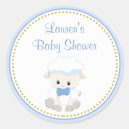 Lamb Boy Baby Dusche Pflegeaufkleber Runder Aufkleber (Vorderseite)