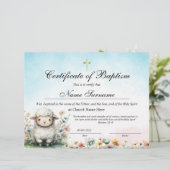 Lamb Certificate of Baptism, Baby Dedication (Stehend Vorderseite)