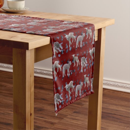 Lamb Frenzy Table Runner (Burgund) Kurzer Tischläufer (Beispiel)