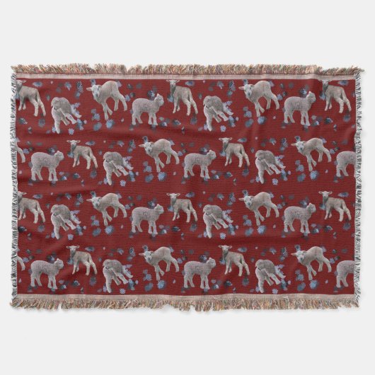 Lamb Frenzy Throw Blanket (Burgund) Decke (Vorderseite)