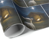 Lamb Gazing at Baby Jesus In a Manger Geschenkpapier (Rolleneckpunkt)