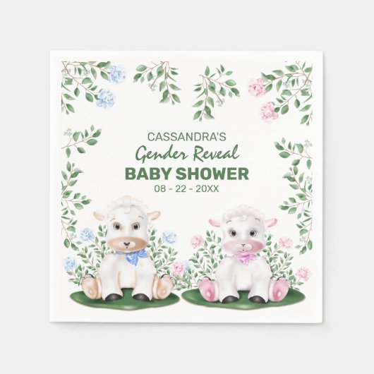 Lamb Gender Reveal Baby Shower Serviette (Vorderseite)