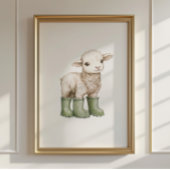 Lamb in Sage Green Boots Poster Kids Room Decor
