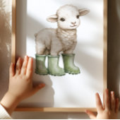 Lamb in Sage Green Boots Poster Kids Room Decor