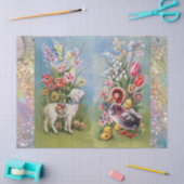 LAMB, KLEINER DUCK, SCHICKEN, OSTERE EIER MIT BLUM SEIDENPAPIER (Basteln)