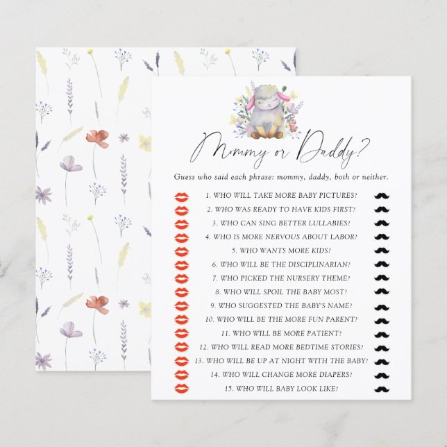 Lamb - Mama oder Papa-Baby-Duschgame (Vorne/Hinten)