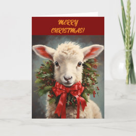 LAMB n WREATH CHRISTMAS CARD Dankeskarte