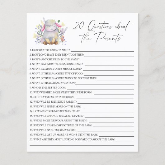 Lamb - Party | 20 Fragen zu den Eltern Flyer (Vorne)