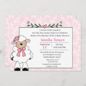 Lamb Pink Baby Dusche Einladungen (Vorne/Hinten)