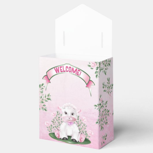 Lamb Pink Floral Baby Dusche Geschenkschachtel (Geöffnet)