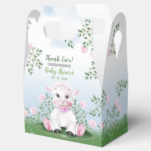Lamb Pink Floral Baby Dusche Geschenkschachtel (Geöffnet)