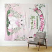 Lamb Pink Floral Baby Dusche Hintergrund Wandteppich (Beispiel (Horizontal))