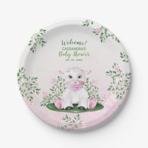 Lamb Pink Floral Baby Dusche Pappteller