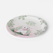 Lamb Pink Floral Baby Dusche Pappteller (Schrägansicht)
