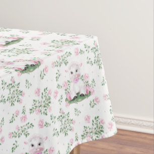 Lamb Pink Roses Blumendusche Kinderzimmer Baby Dus Tischdecke