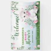Lamb Pink Roses Floral Baby Dusche Banner (Vertikal)
