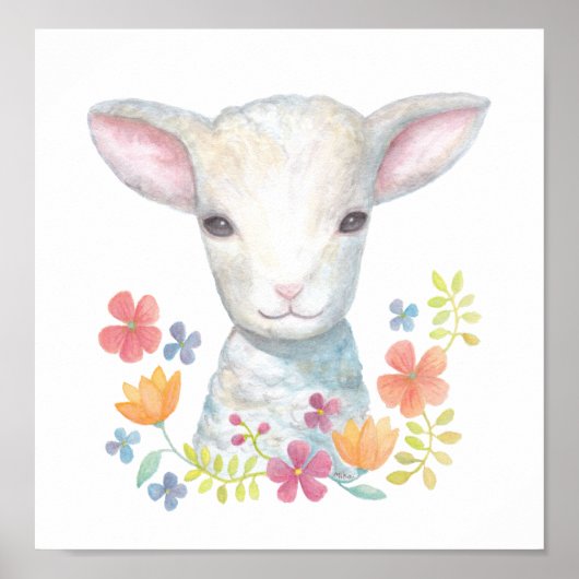 Lamb Poster Niedliches Baby Sheep Kinderzimmer Wan (Vorne)